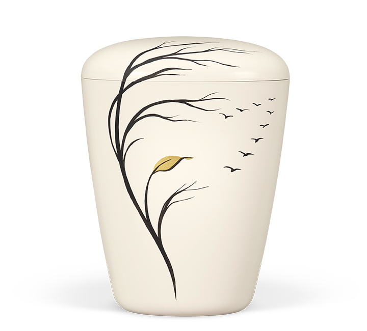 Heiso Exclusive cream white hand-painted organic urn - 0