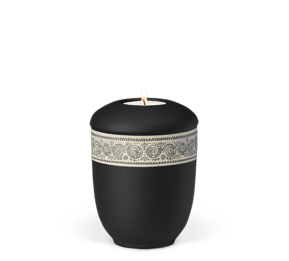 Heiso Gedenkurne Dekorband Graspapier Keramik