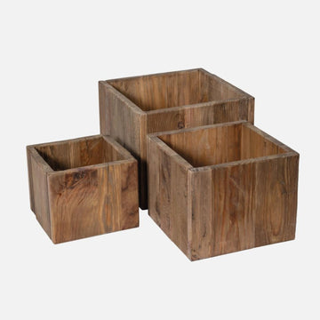 Übertöpfe aus Pinienholz (Set)