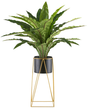 Palmera sobre rejilla de metal planta artificial deco - 0