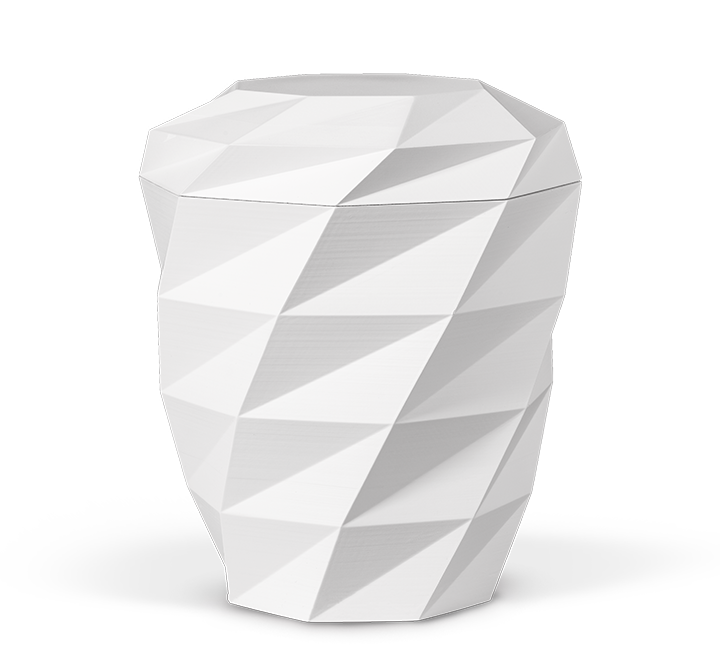 Kaufen weiss-matt Heiso Polygon 3D Druck Bio Urne