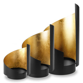 Qult Windlicht Sail 3er-Set mit Kerzen Gold - 0