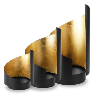 Qult Windlicht Sail 3er-Set mit Kerzen Gold - 0