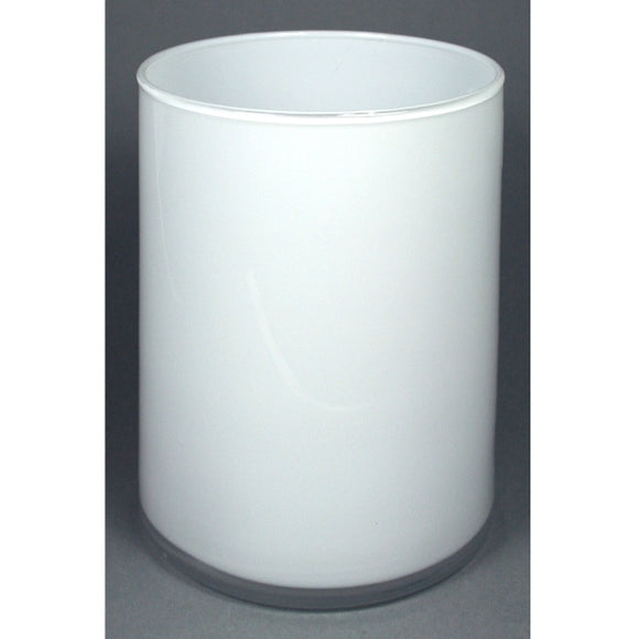 Vaso di vetro cilindro bianco deco