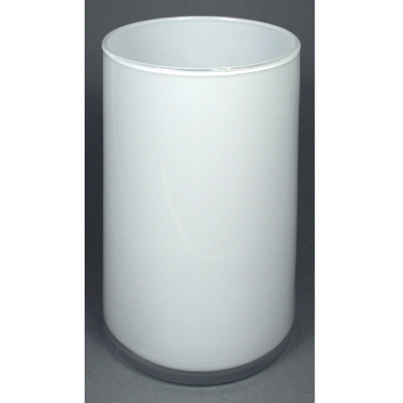 Vaso di vetro cilindro bianco deco