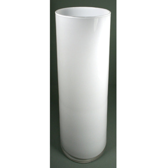 Vaso di vetro cilindro bianco deco