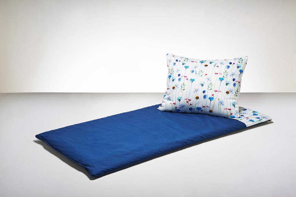 Spalt blanket set Premium Linon cornflower