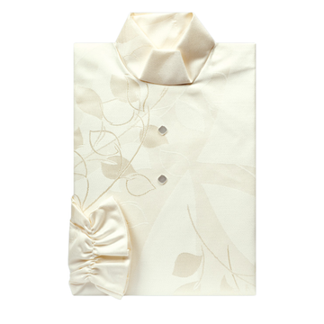 Besta Talar Damen Jaquarddamast Beige, Blütenranke, Stehkragen