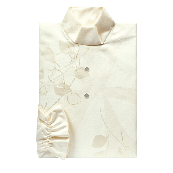 Besta Talar Damen Jaquarddamast Beige, Blütenranke, Stehkragen