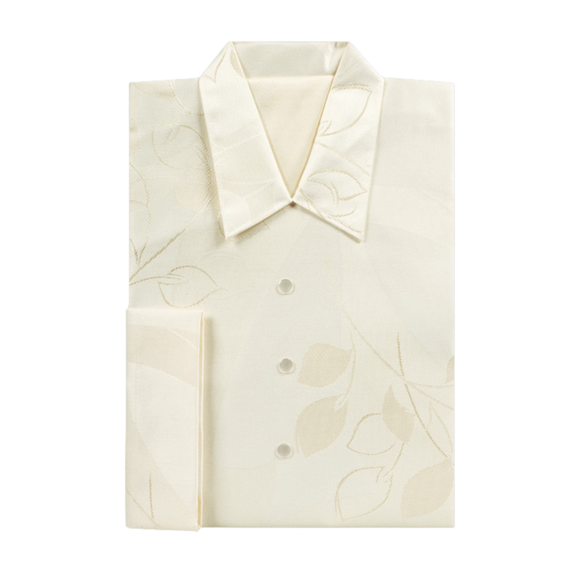 Besta Talar Herren Jaquarddamast Beige mit Blütenranke und Knöpfe