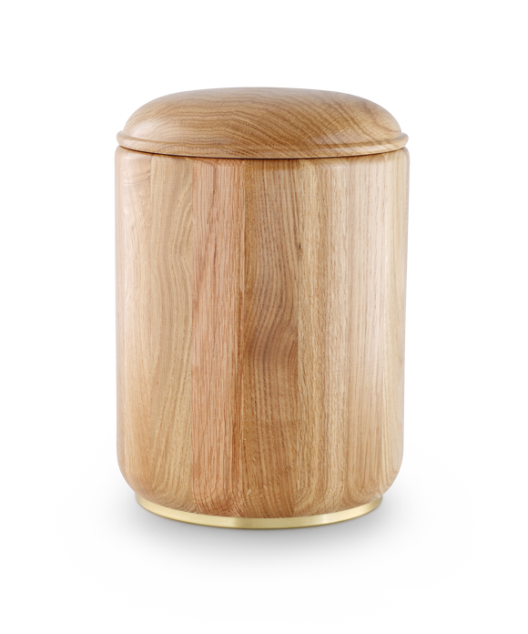 Urna Völsing in rovere con base in legno