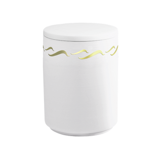 Kaufen weiss-gold Feuer und Erde Aqua Brise Bio Lehm Urne Seeurne