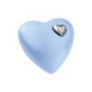 Urna marina in argilla organica a forma di cuore di fuoco e di terra, di colore verde acqua-2