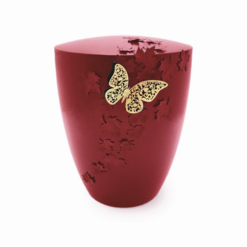 Bella Memoriam Rotes Blattwerk Bio Urne