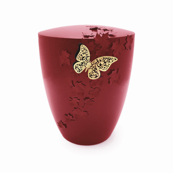 Bella Memoriam Rotes Blattwerk Bio Urne