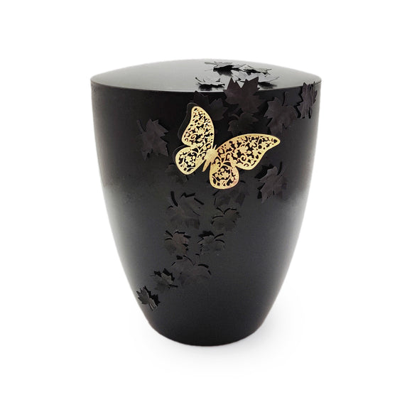 Bella Memoriam Schwarzes Blattwerk Bio Urne