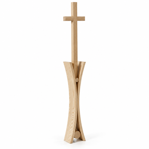 Säule mit Kreuz Eschenholz