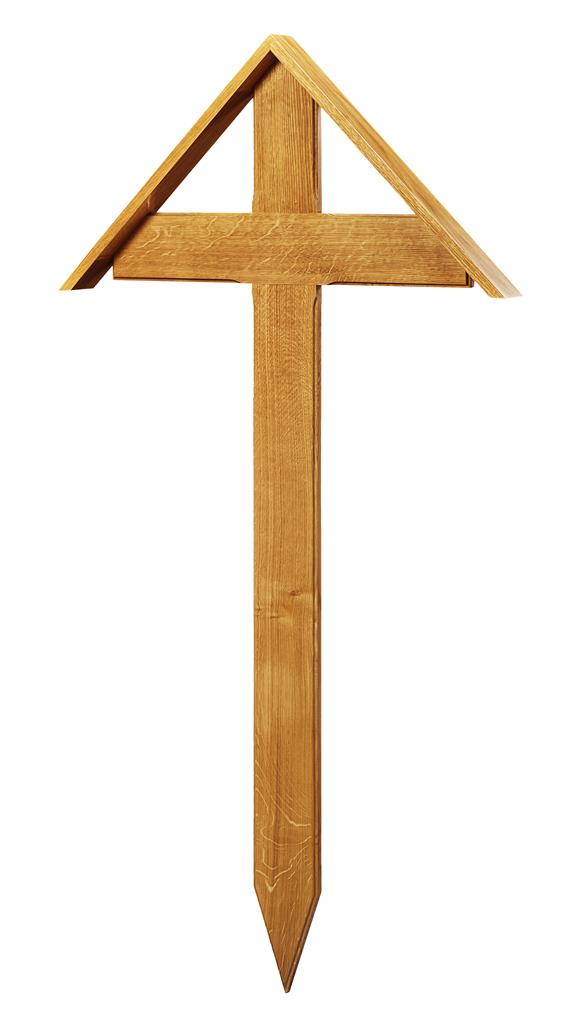 Lavabis grave cross shape 7 with roof red oak lacquered set of 5