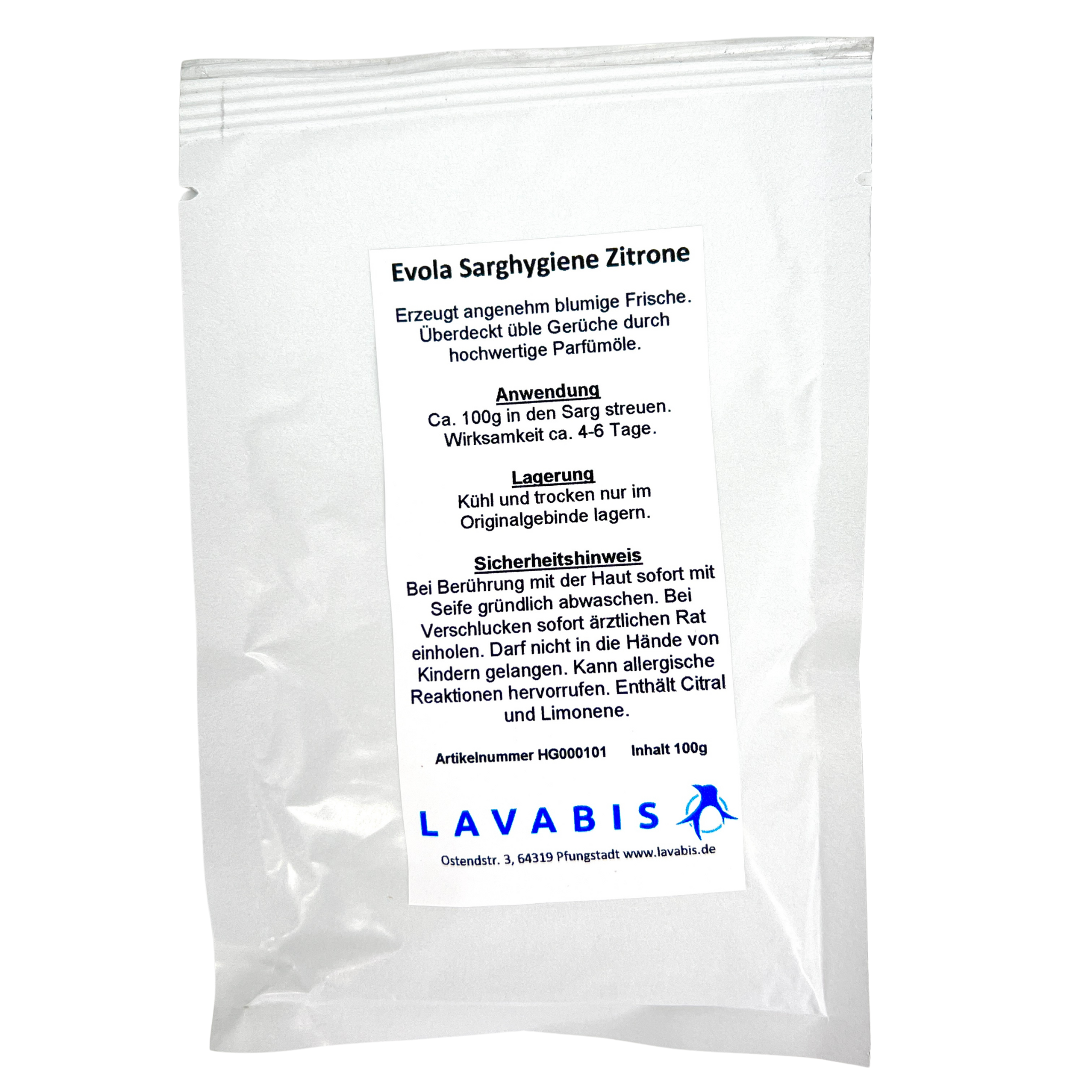 Evola Sarghygiene Pulver Zitrone 100 g