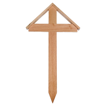 Lavabis Grabkreuz mit Dach klein Roteiche lackiert