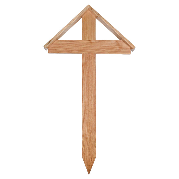 Lavabis Grabkreuz mit Dach klein Roteiche lackiert