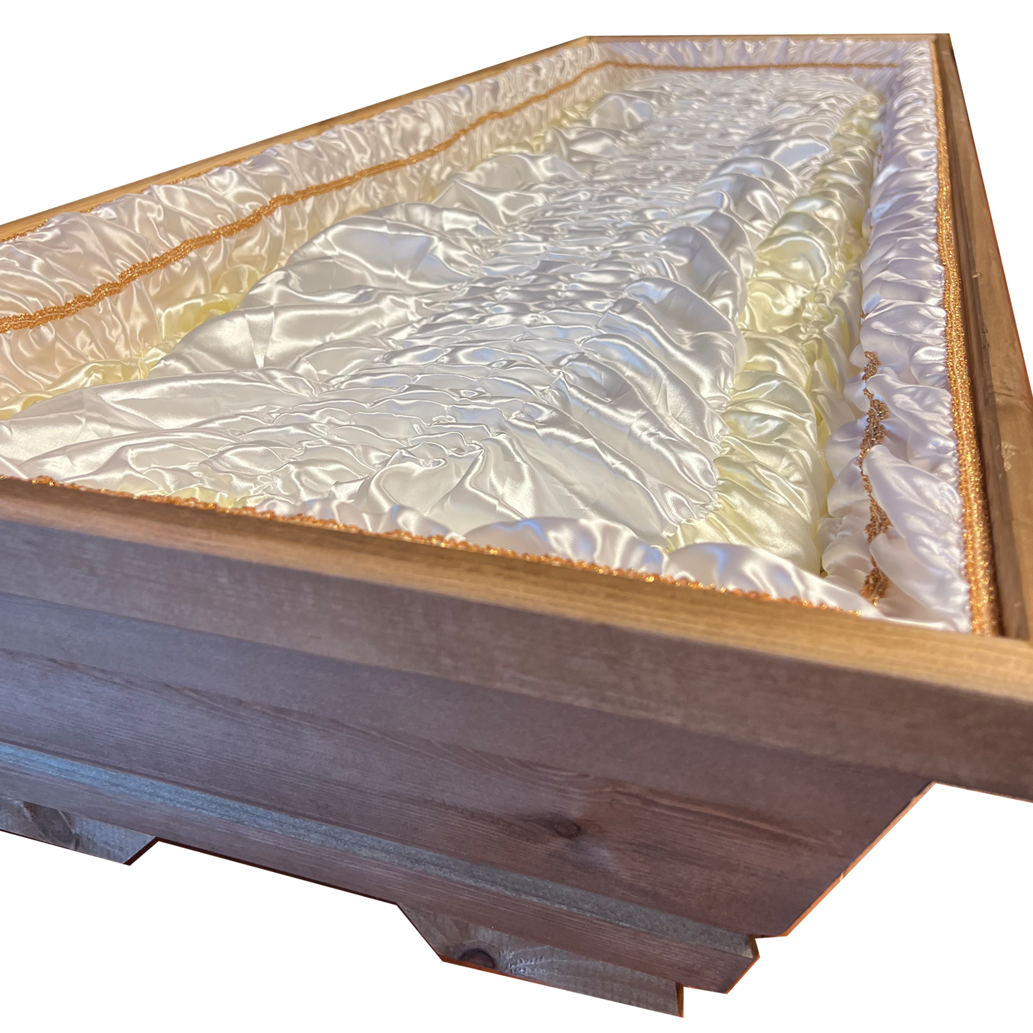 Lavabis coffin cover satin 16-fold gathered