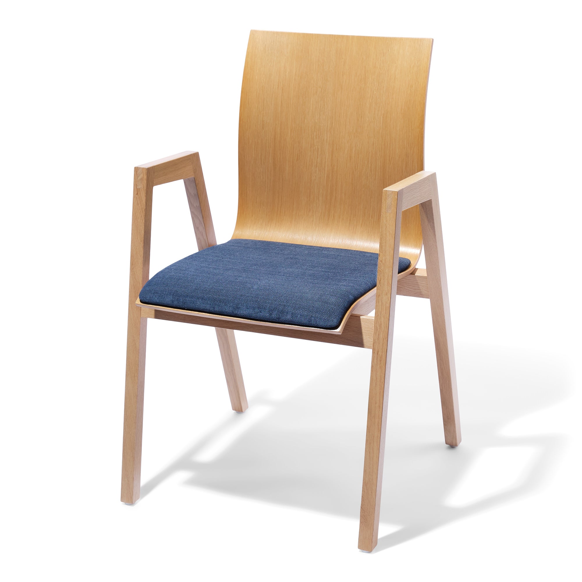 Lavabis stacking chair upholstered wood with armrest