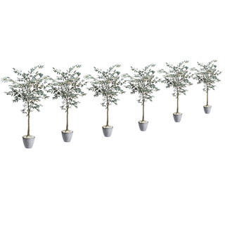 6x Olivenbaum Kunstpflanze deko Set