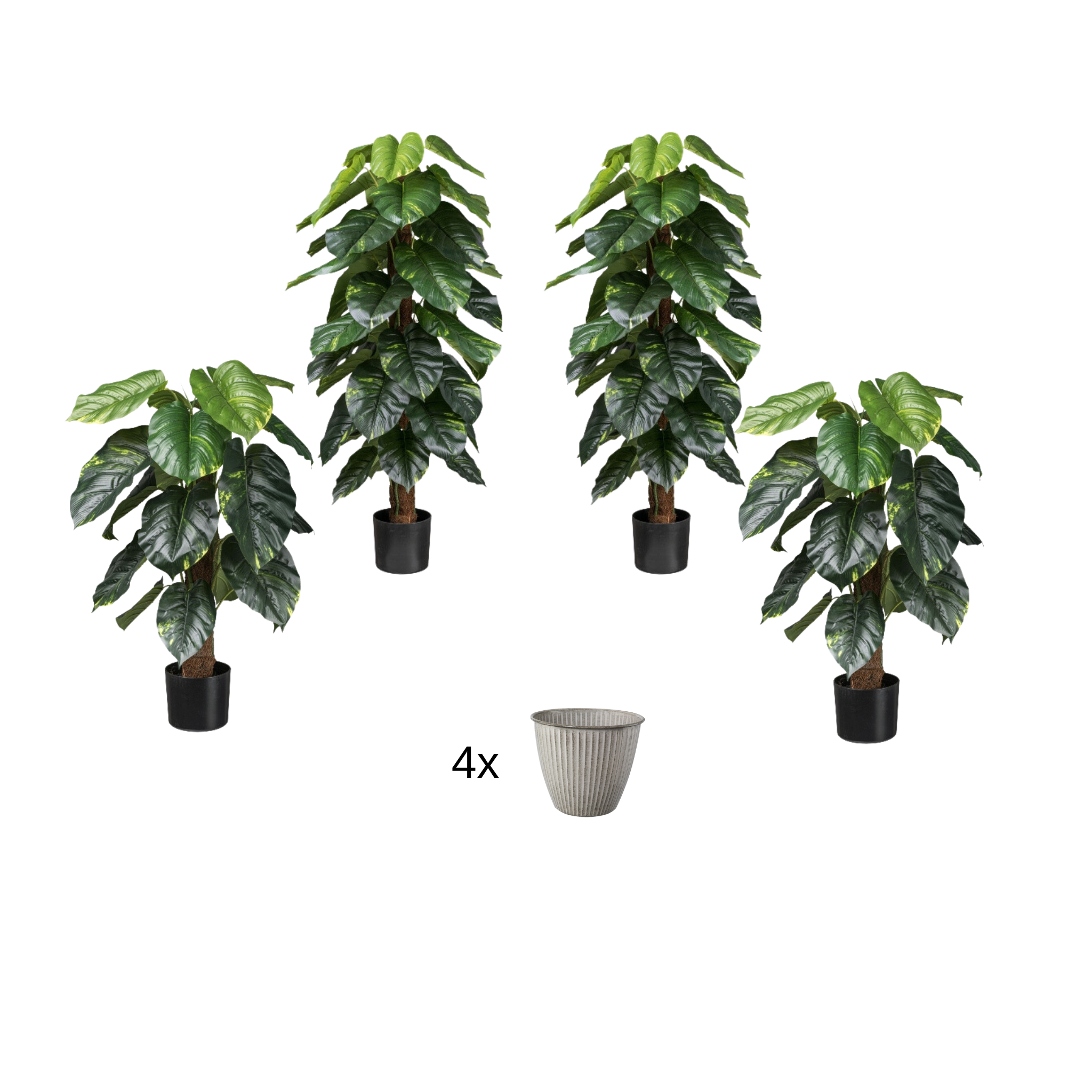 Philodendron Scandens Kunstpflanze 4er Set
