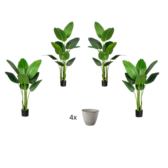 Strelitzia Nicolai Kunstpflanze 4er Set