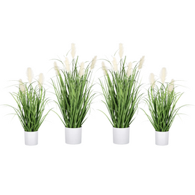 Pampasgras Kunstpflanze Kunstgras deko 4er Set