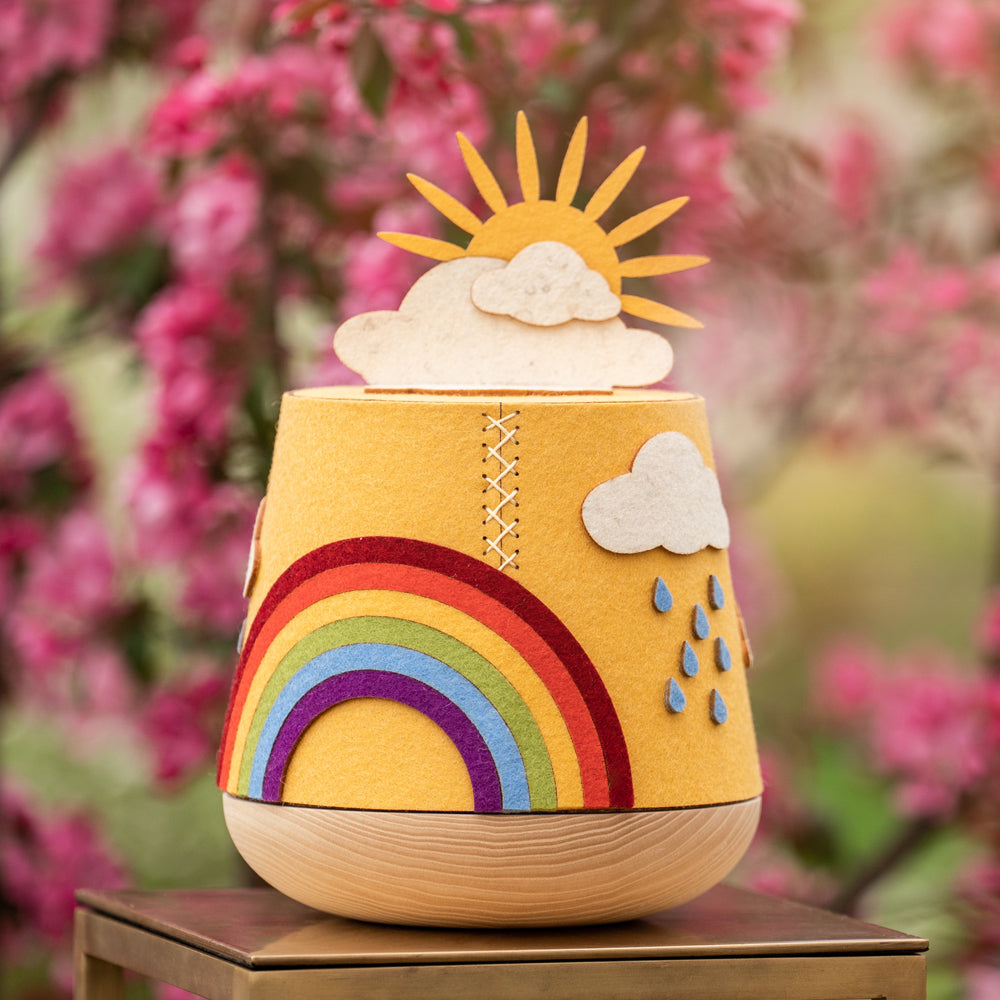 Samosa children's urn rainbow wood felt - 0