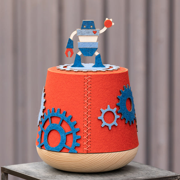 Samosa Kinder Urne Roboter Holz Filz