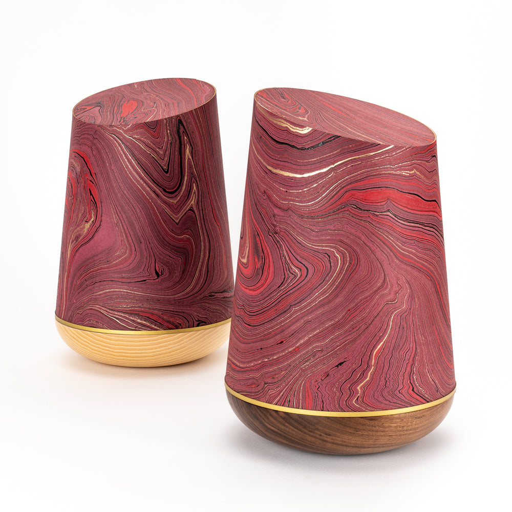 Samosa Marmoré wood urn burgundy-gold