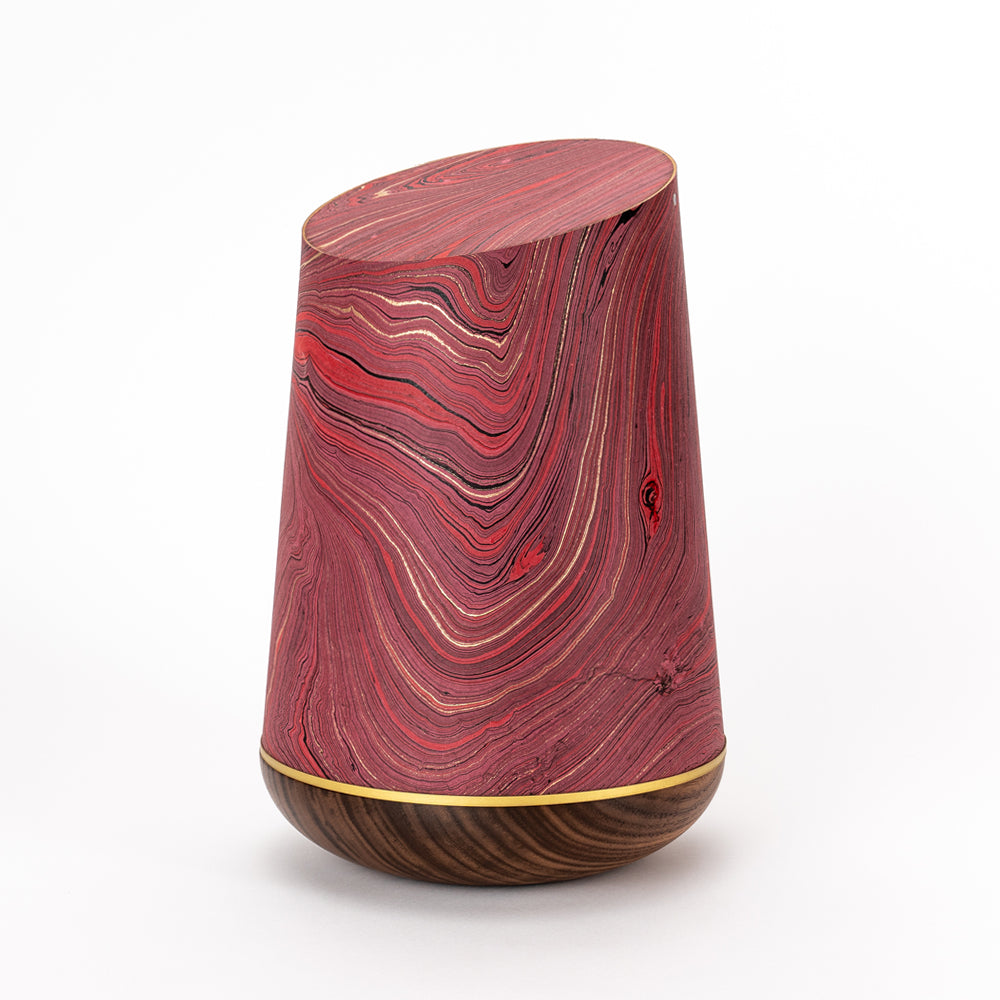 Samosa Marmoré wood urn burgundy-gold - 0