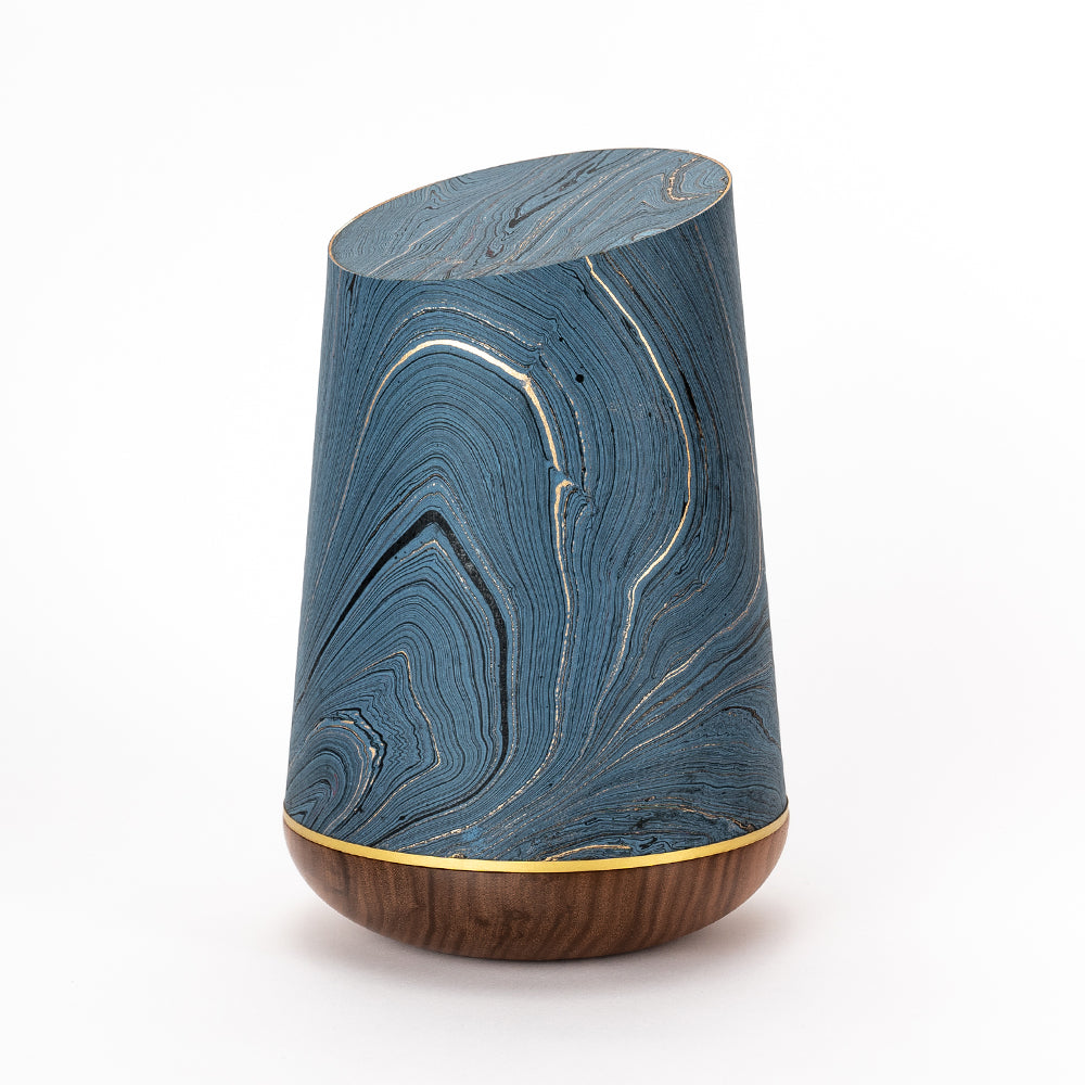 Samosa Marmoré wood urn midnight blue-gold - 0