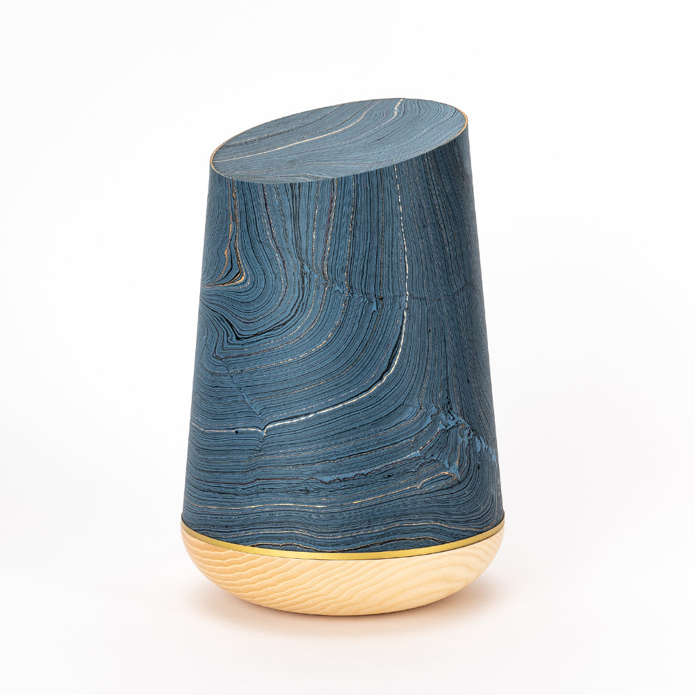 Samosa Marmoré wood urn midnight blue-gold
