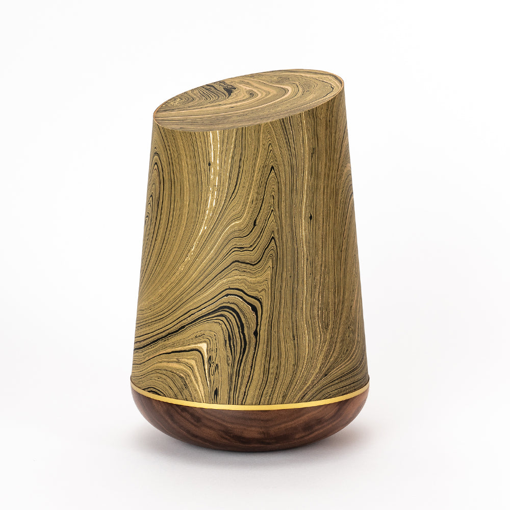 Samosa Marmoré wood urn olive-gold - 0