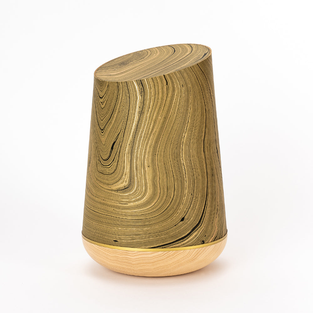 Samosa Marmoré wood urn olive-gold