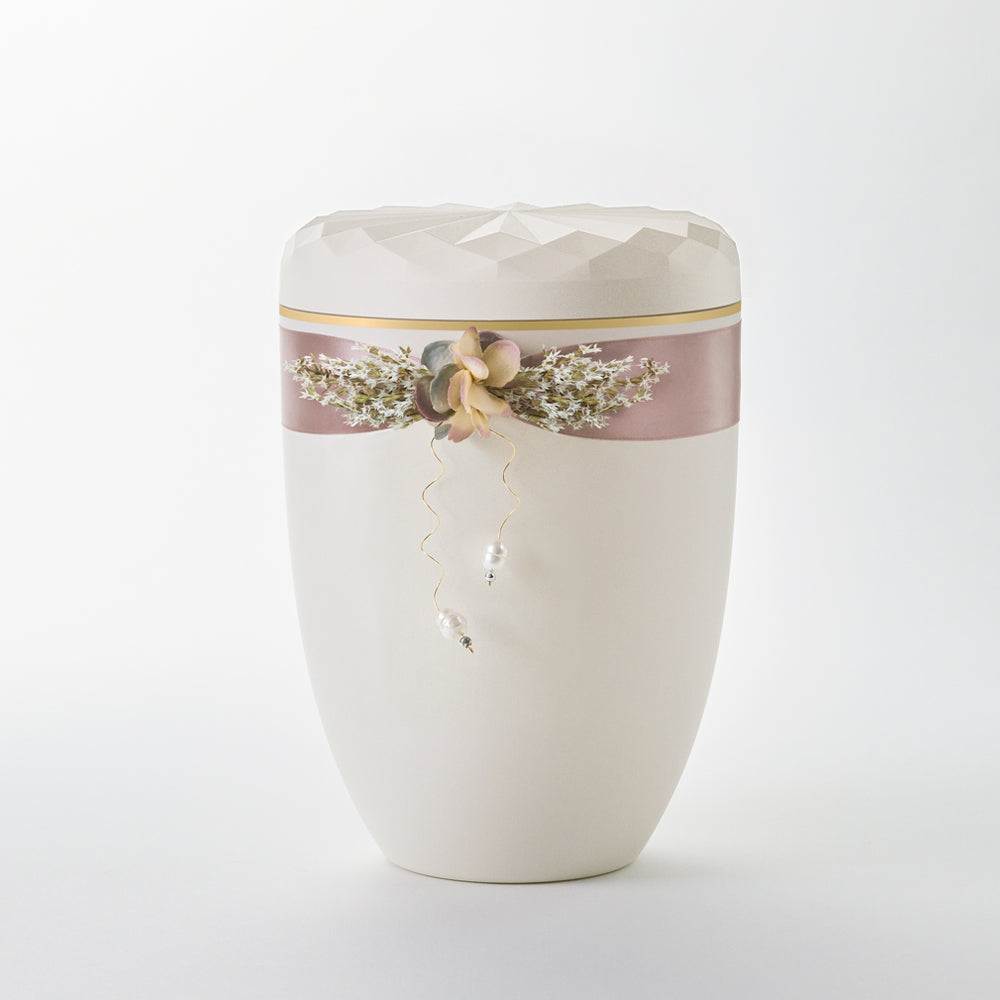 Samosa urn satin jewelry with pearls relief urn - 0