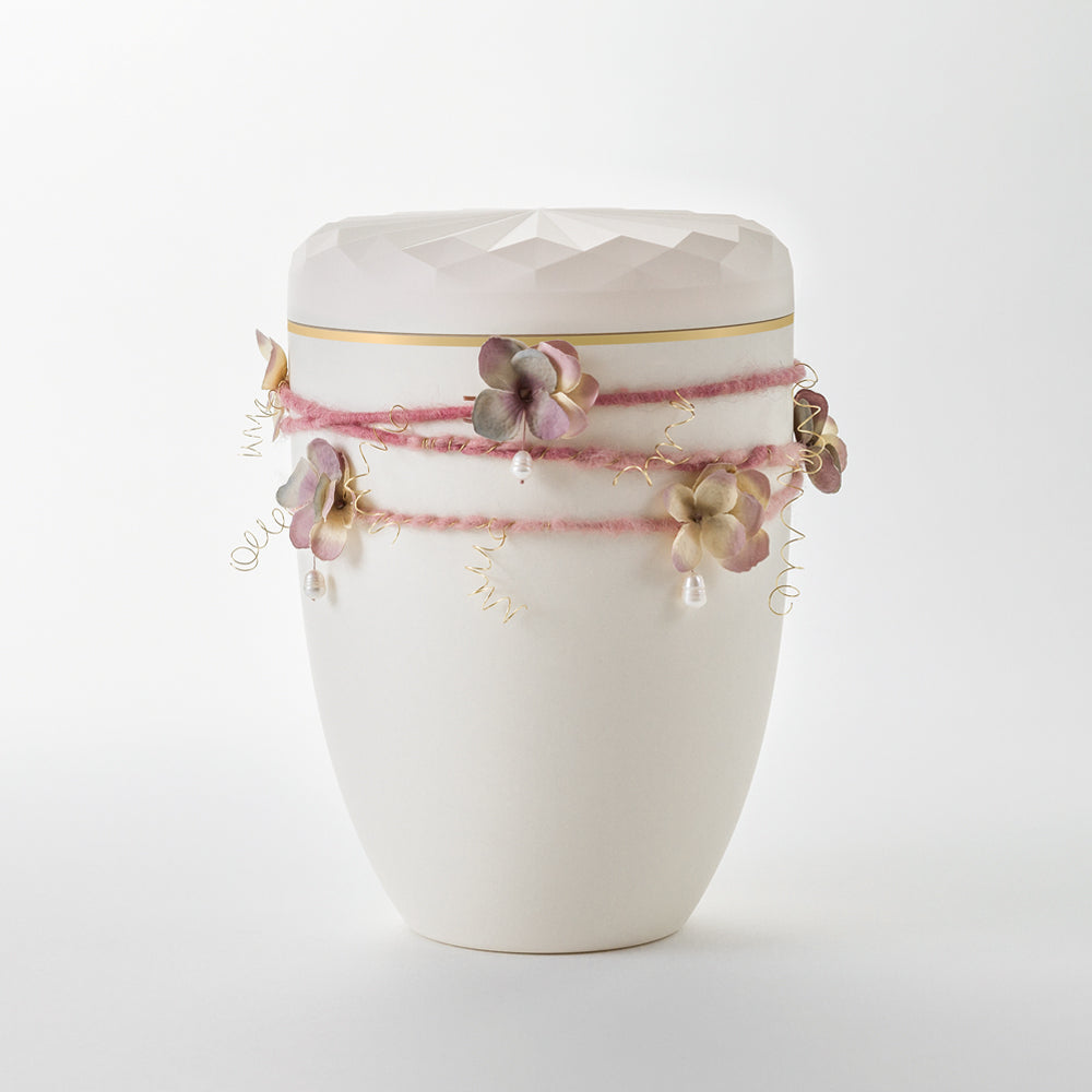 Samosa urn wrapped jewelry rosé with pearls relief urn - 0