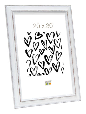 Klassischer Bilderrahmen weiß mit braunfarbigem Akzent