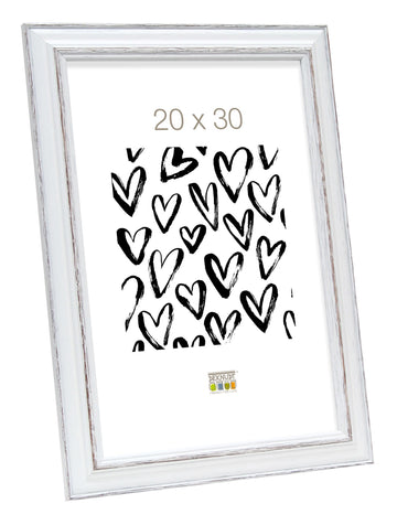 Klassischer Bilderrahmen weiß mit braunfarbigem Akzent