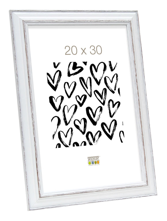 Klassischer Bilderrahmen weiß mit braunfarbigem Akzent