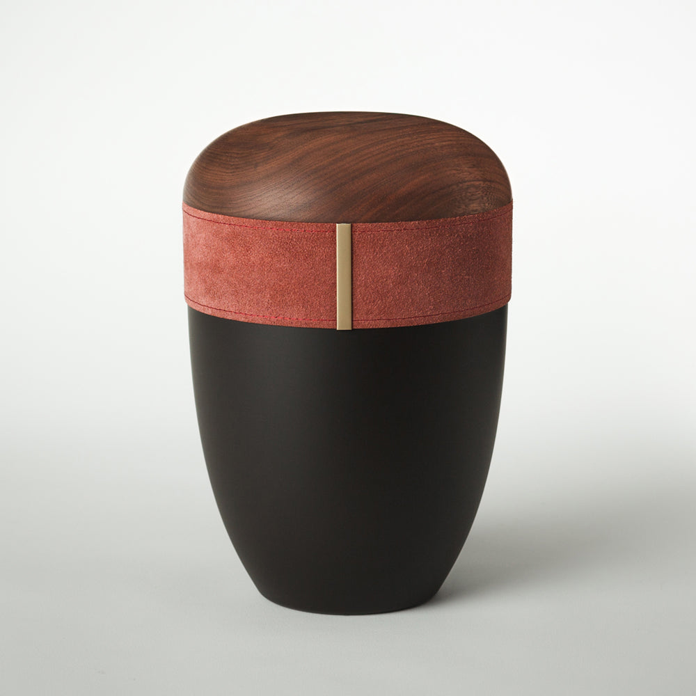 Samosa urn wood-leather urn Bordeaux
