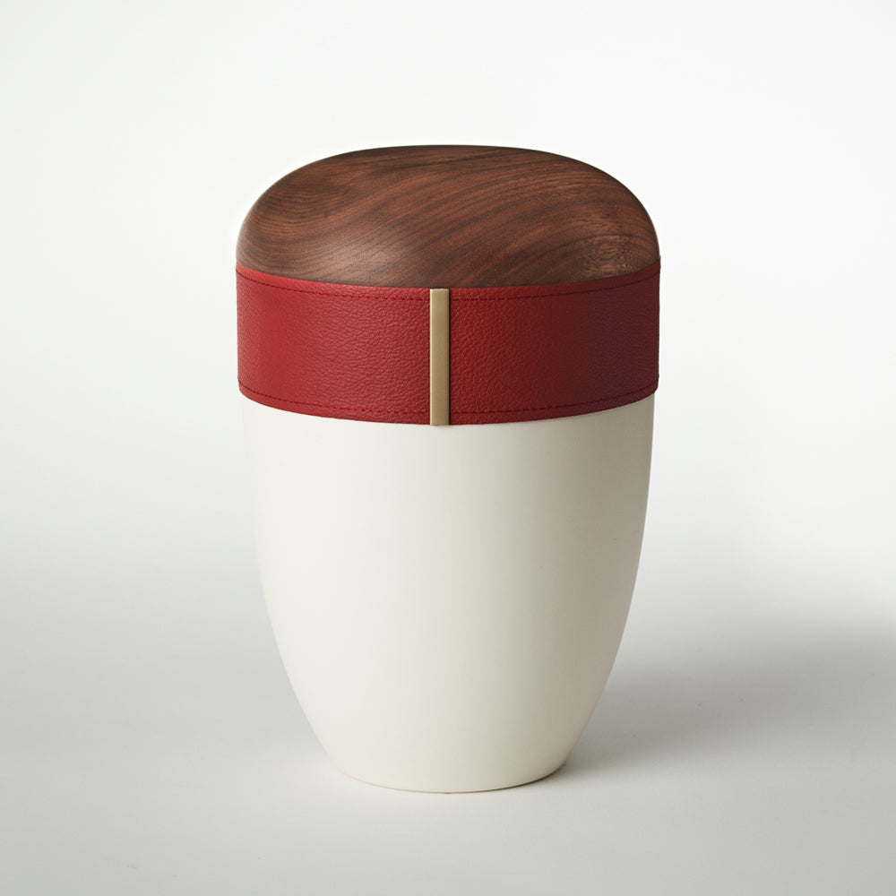 Samosa urn wood-leather urn Bordeaux