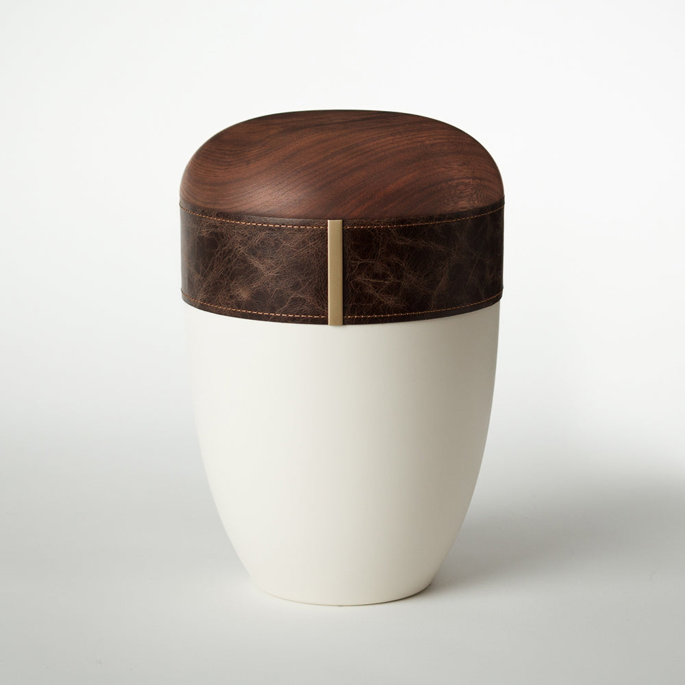 Samosa wood-leather urn mocha - 0