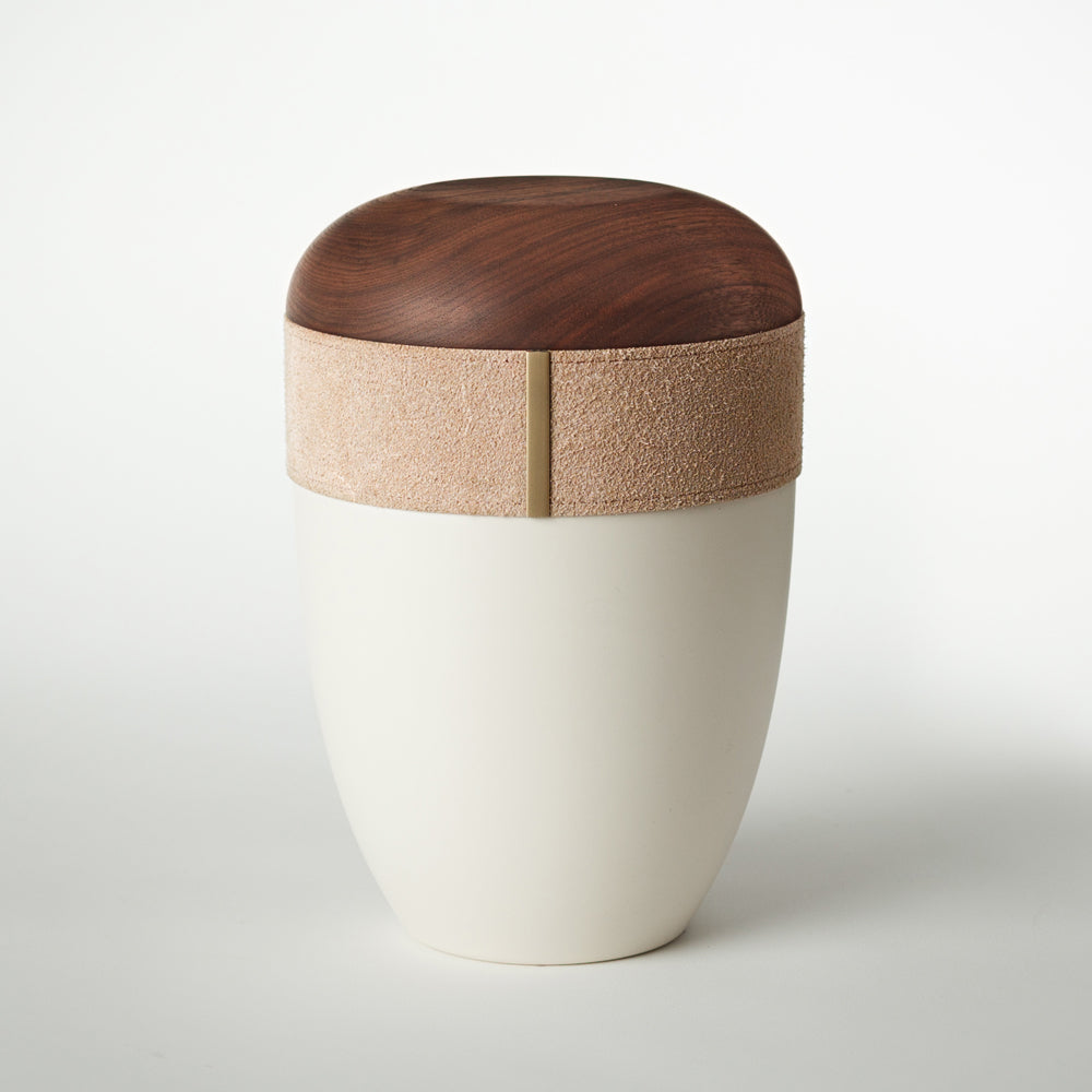 Samosa wood-leather urn Caramel - 0