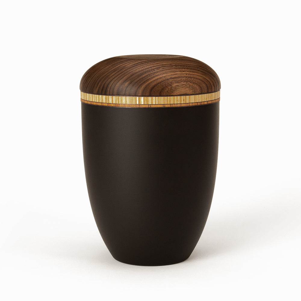 Samosa natural wood urn with inlaid band 2