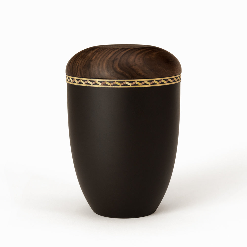 Samosa natural wood urn with inlaid band 3